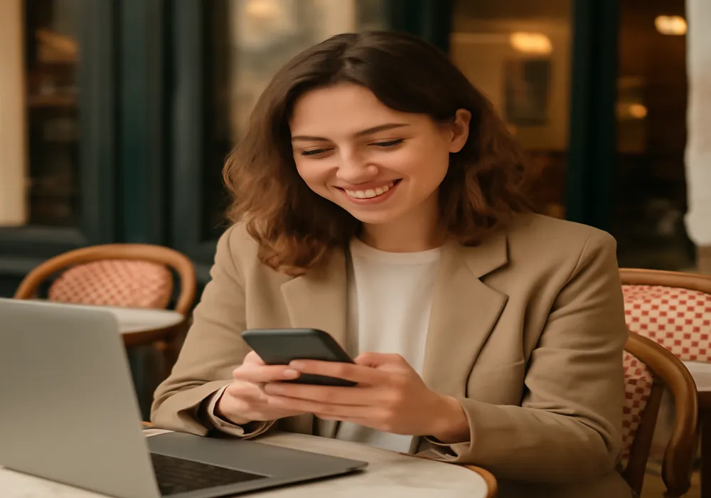 Couple se retrouvant le soir autour d’un smartphone après une longue journée de télétravail