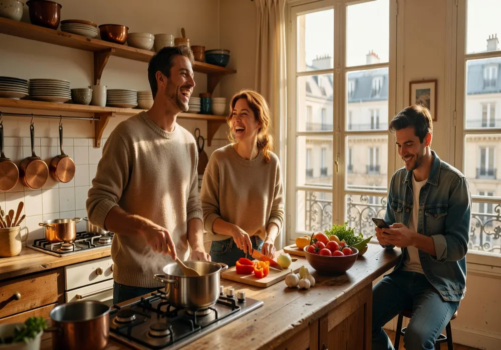 Couple partageant un petit-déjeuner complice le dimanche matin à la maison