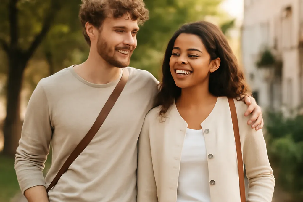 Couple laissant ses téléphones de côté pour partager un moment de conversation attentive