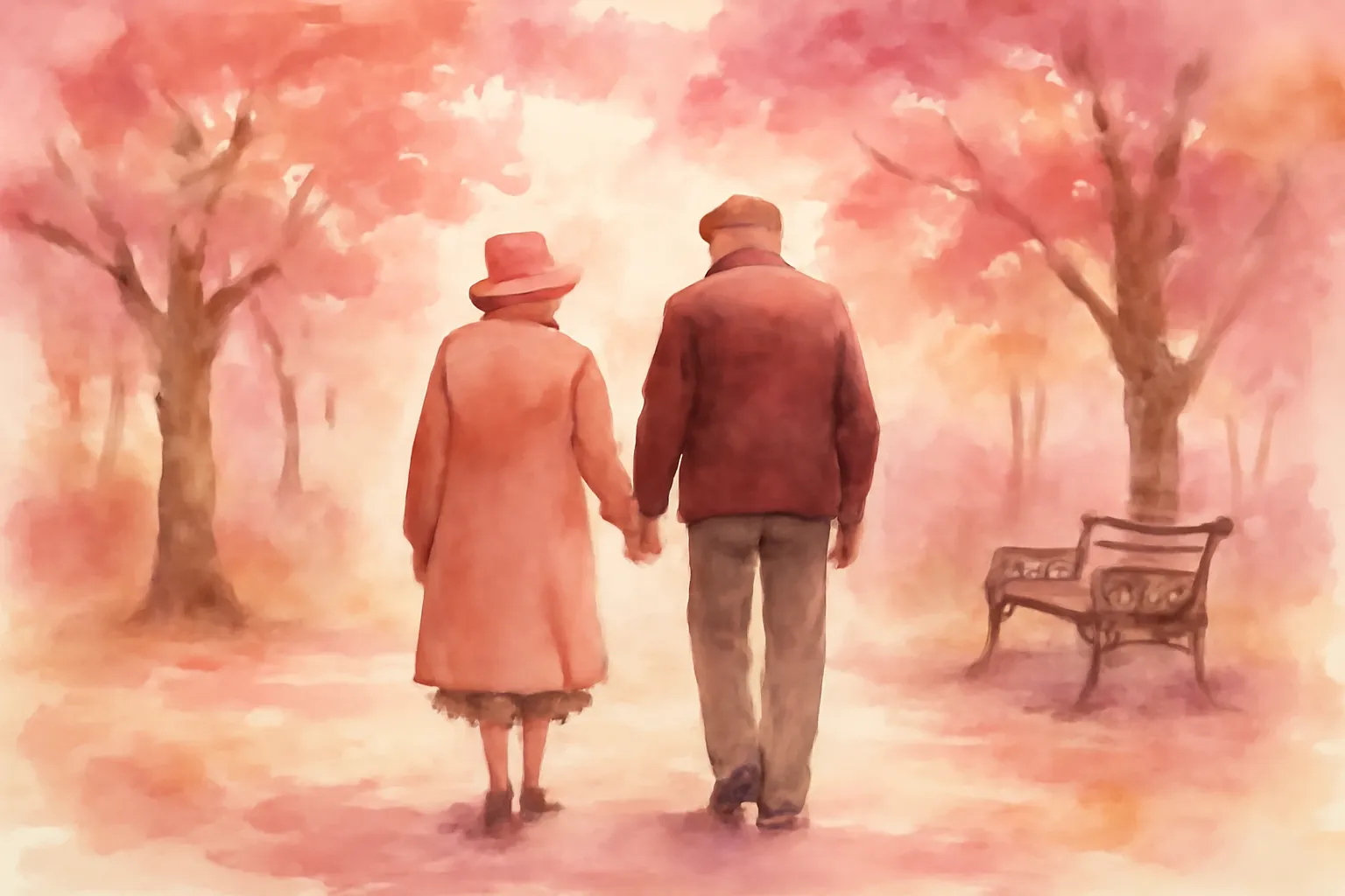 Couple marchant main dans la main sur un chemin symbolisant une relation durable