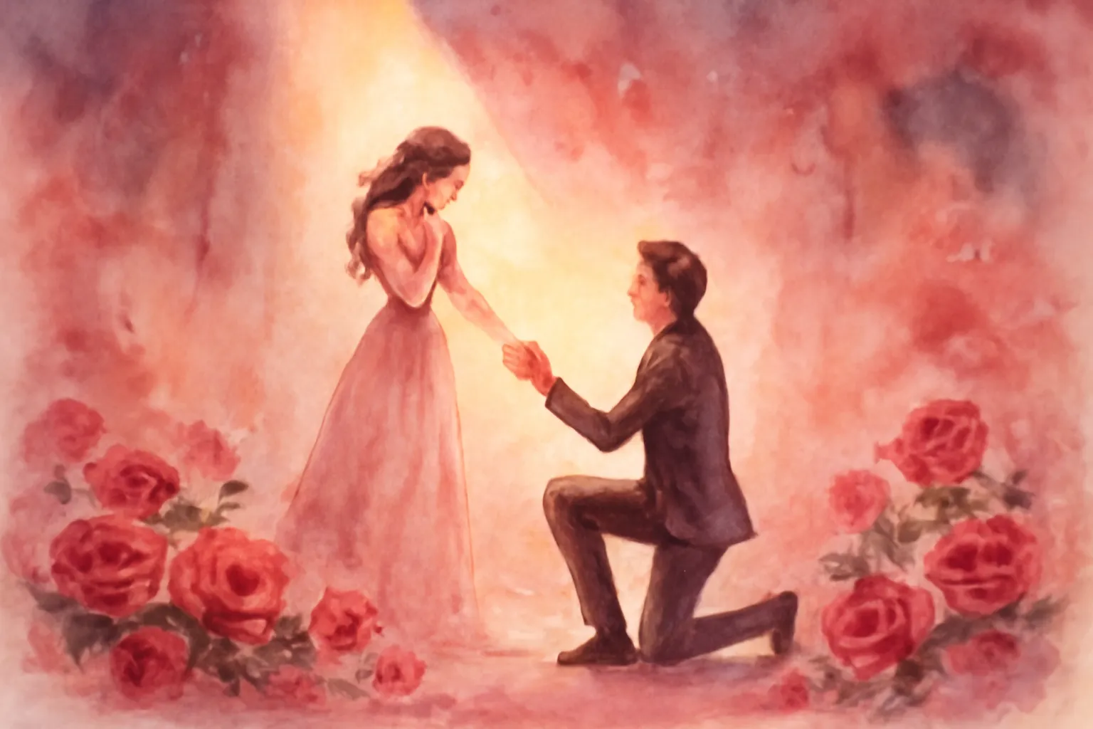 Couple se déclarant leur amour dans un cadre romantique