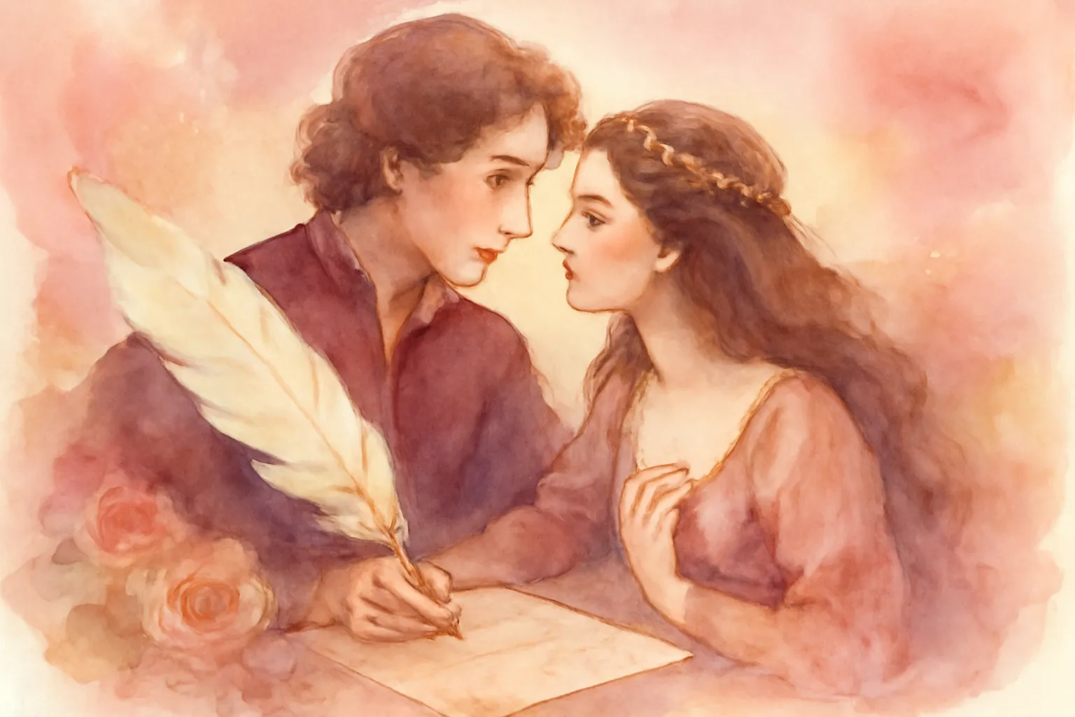 Livre ouvert avec des citations d'amour en anglais et des roses séchées