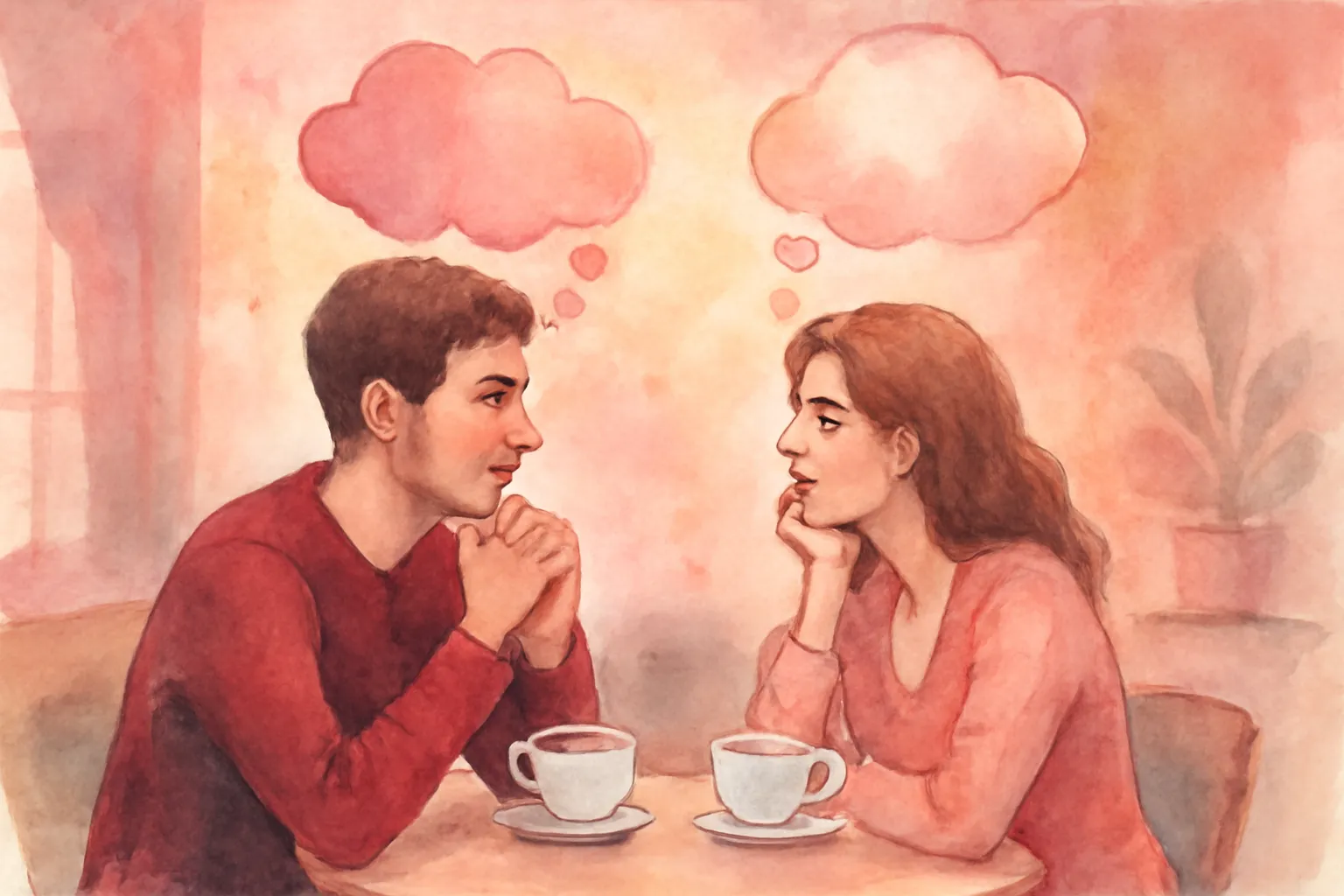 Couple moderne partageant un moment de complicité dans un café