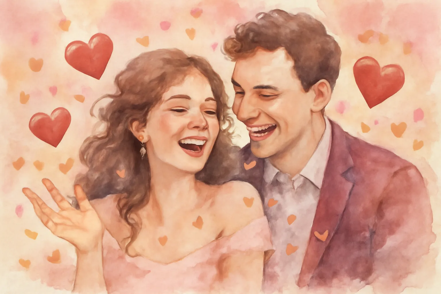 Smartphone affichant un SMS d'amour humoristique avec des emojis rieurs